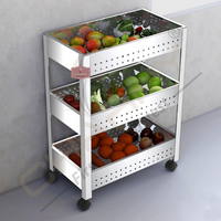 Charmy Stainless Steel 3-Tier Vegetable Storage Trolley Silver