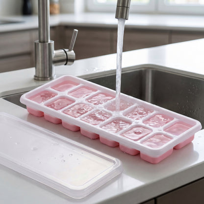 Easy release ice cube tray with lid