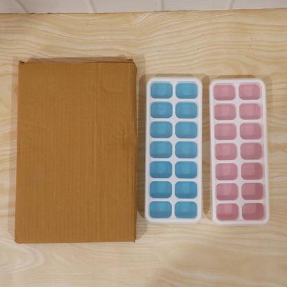 Multipurpose Plastic Ice Cube Tray with Lid, 28 Cubes (Pack of 2)