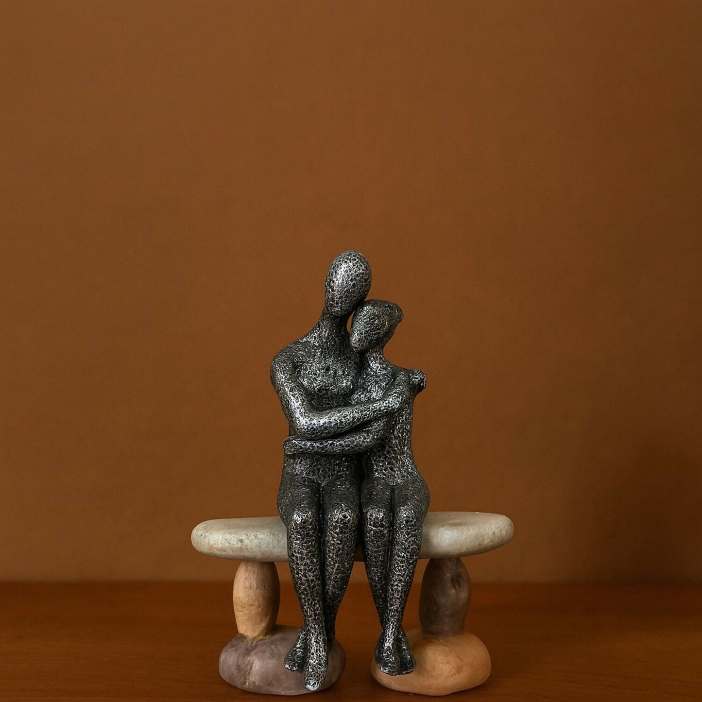 Romantic Couple Sitting on Bench Statue | Modern Love Showpiece for Home Decor