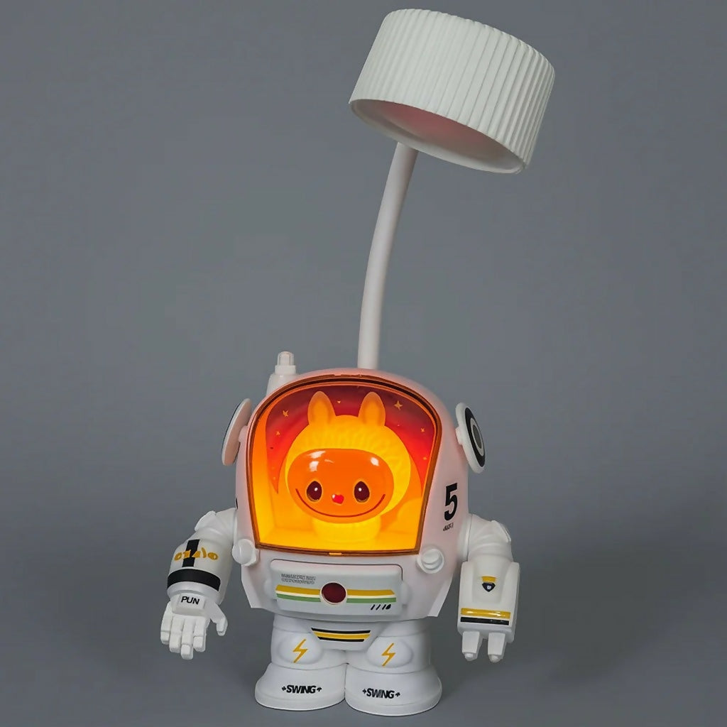 White Astronaut Desk Lamp with Pencil Sharpener and LED Light