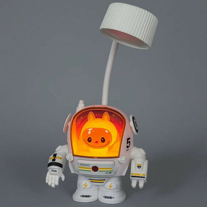 White Astronaut Desk Lamp with Pencil Sharpener and LED Light