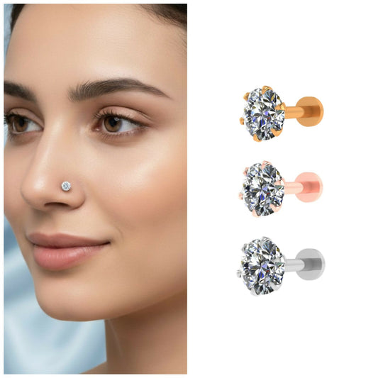 Gold, silver & rose gold plated Nosepin for Women and girls Combo Pack of 3