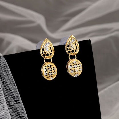 Dual-Tone Gold Plated Geometric Pattern Link Necklace Set