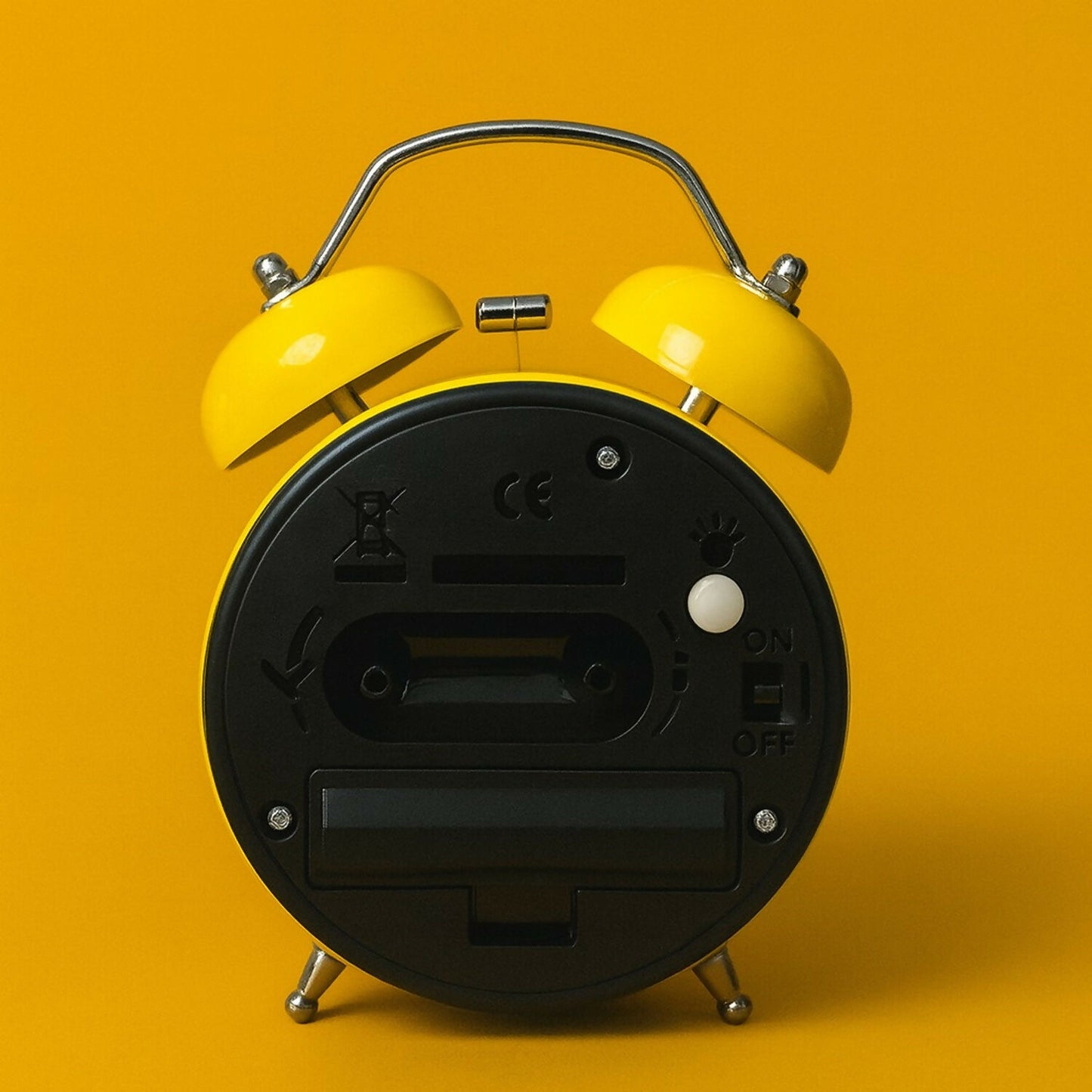 Vintage Yellow Twin Bell Analog Alarm Clock for Bedside & Desk