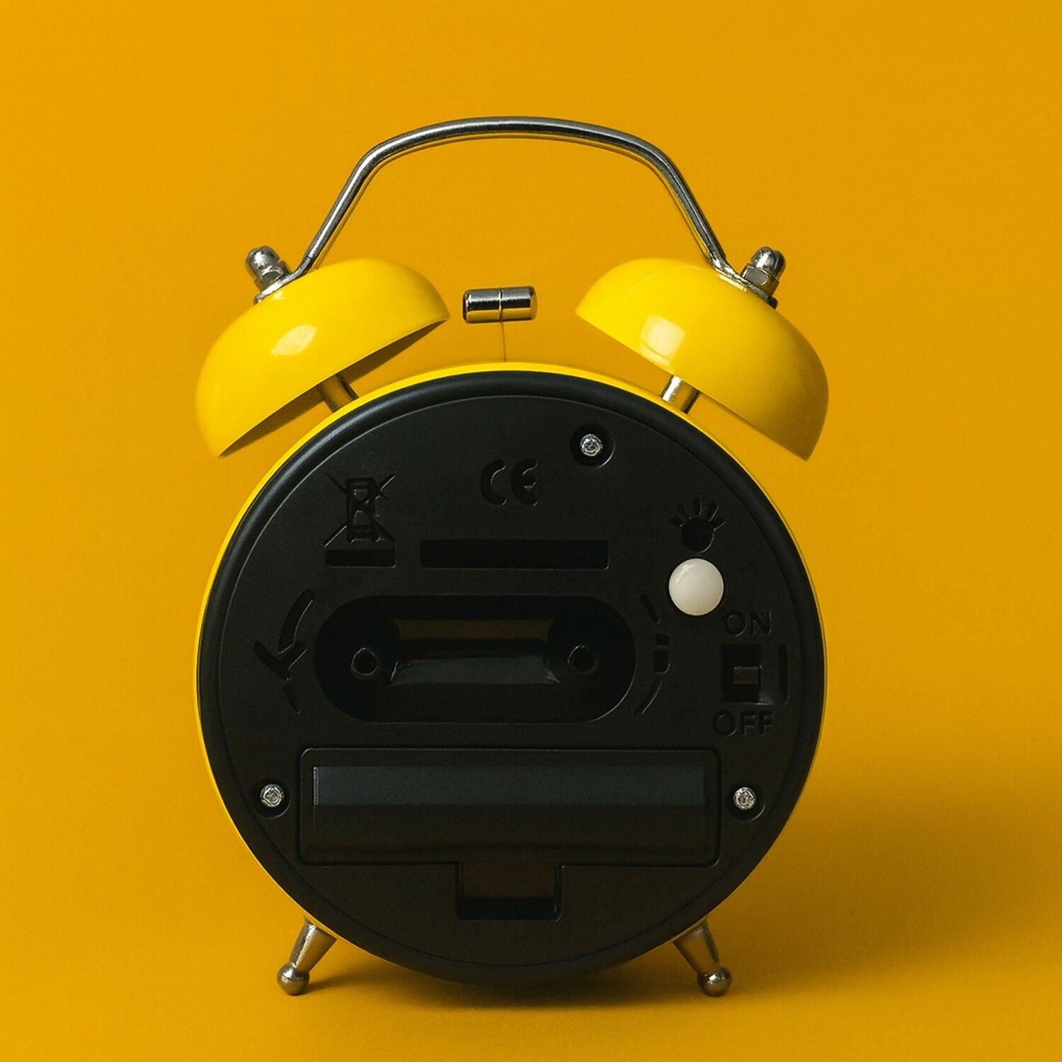 Vintage Yellow Twin Bell Analog Alarm Clock for Bedside & Desk