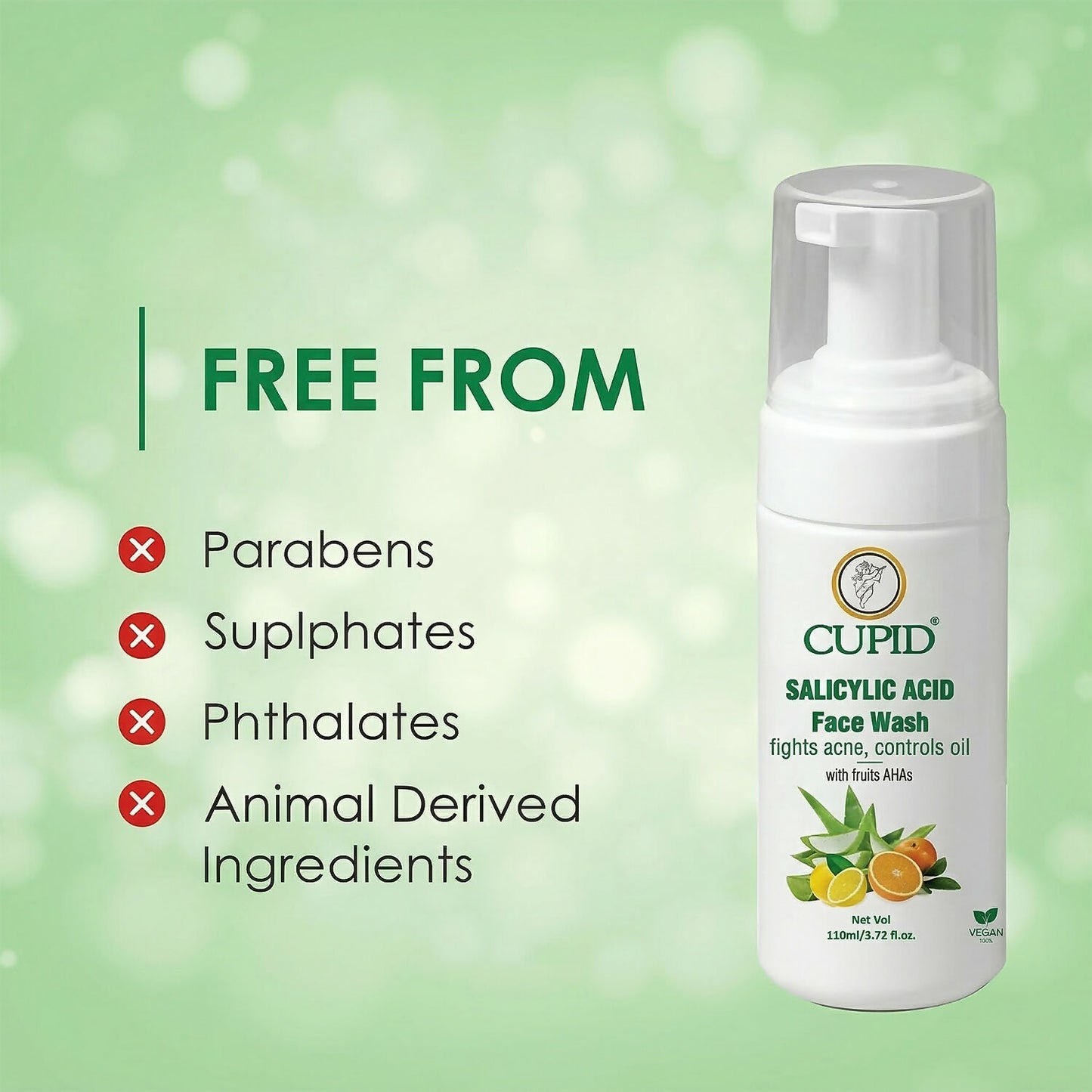 Cupid Salicylic Acid Foam Face Wash for Acne Control & Oil Balance (110 Ml)