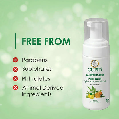 Cupid Salicylic Acid Foam Face Wash for Acne Control & Oil Balance (110 Ml)