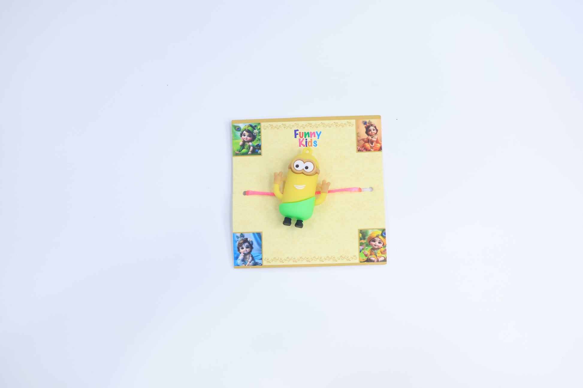 Cute Minion Cartoon Rakhi for Kids – Soft Silicone Character Thread for Raksha Bandhan