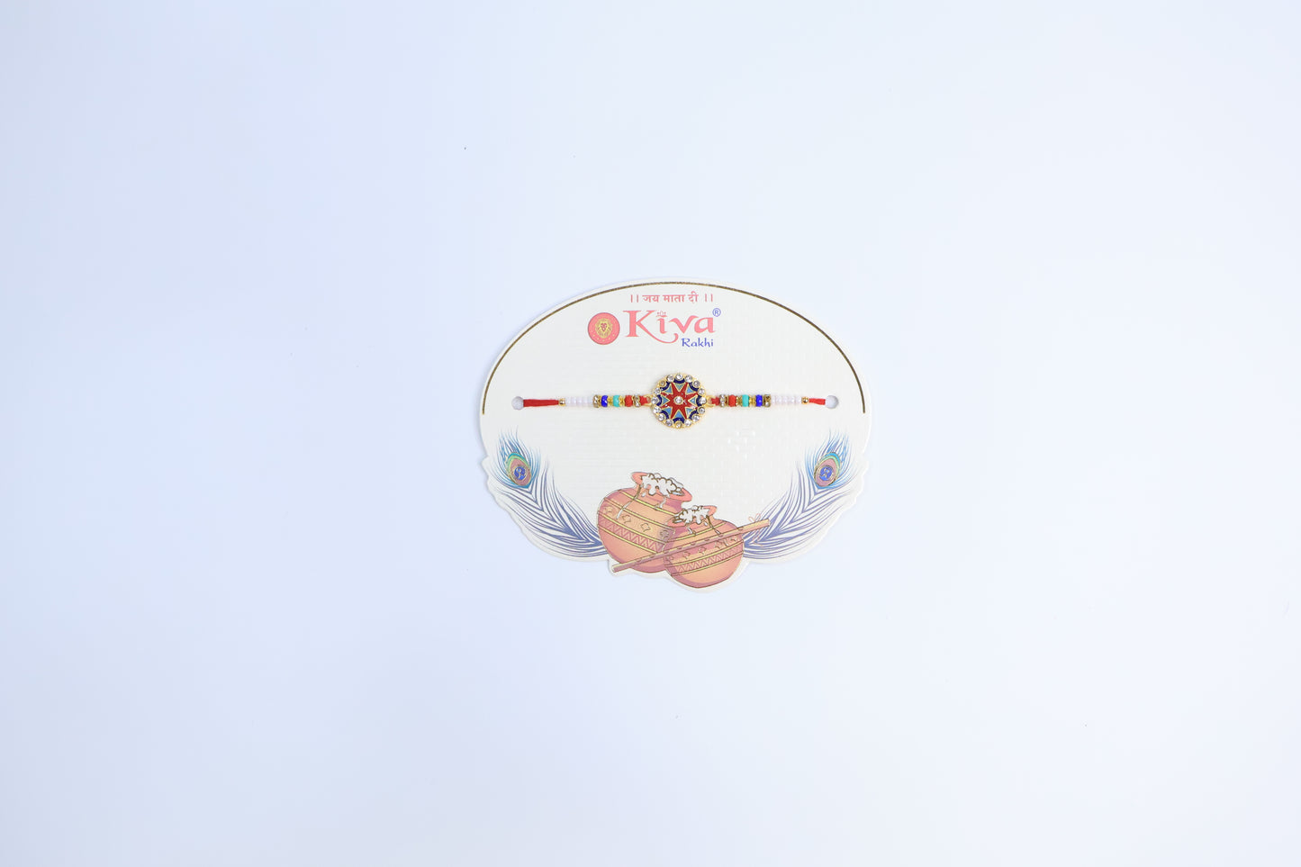 Stylish Star Design Rakhi with Multicolor Beads and Crystal Embellished Round Center