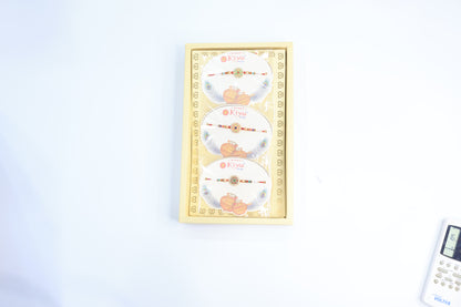 Traditional Designer Rakhi with Pearl Beads & Meenakari Centerpiece (12 Pair)