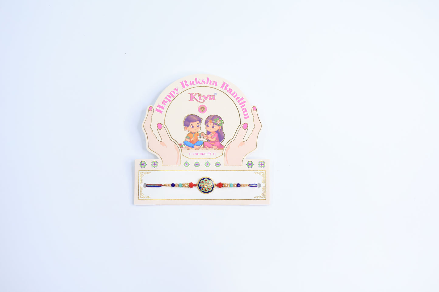 Royal Meena ari Rakhi with Multicolor Beads & Decorative Centerpiece (1 Pc)
