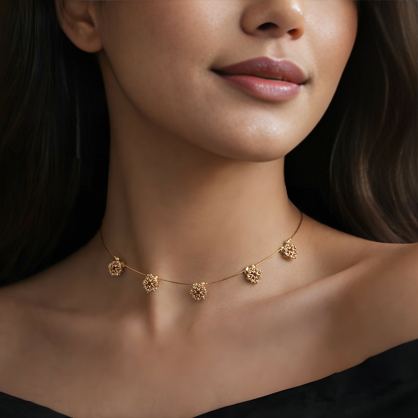 Elegant Ruby Floral Necklace Stylish Traditional Jewelry Necklace for Women