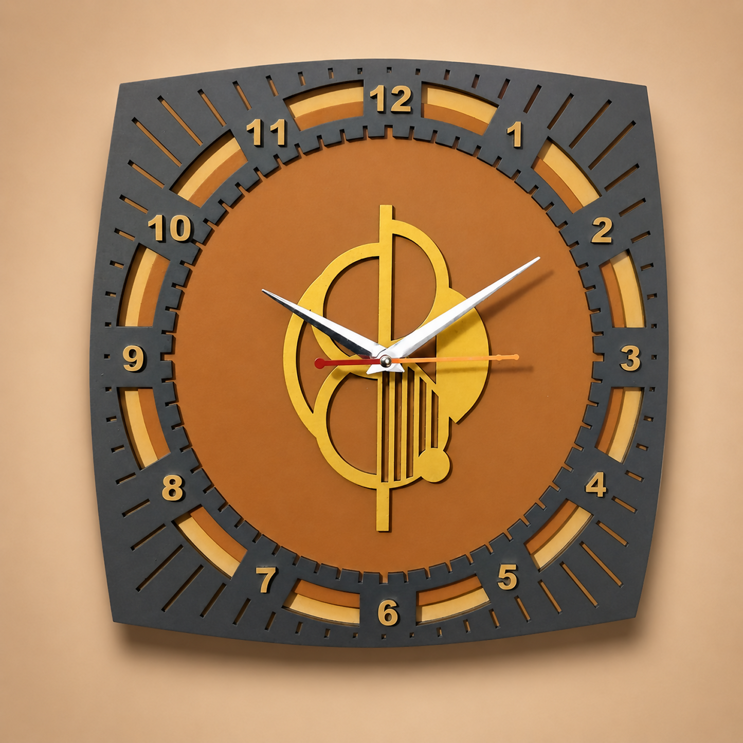 Rounded Square Clock Grey 1