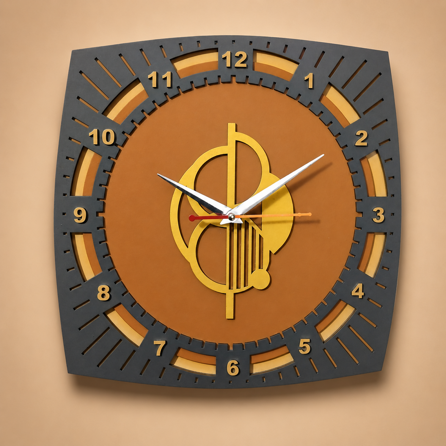 Rounded Square Clock Grey 1