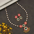 Blue Enamel Butterfly Necklace – Traditional Gold-Tone Pearl Drops