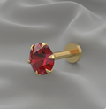 Gold plated Ruby Flat Back Stud Earring Internally Threaded for women and girls