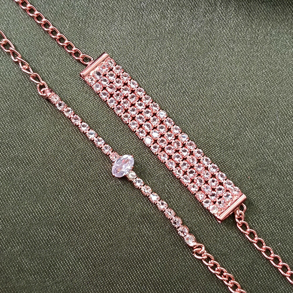 Rose Gold Plated Pack Of Stone Bracelet