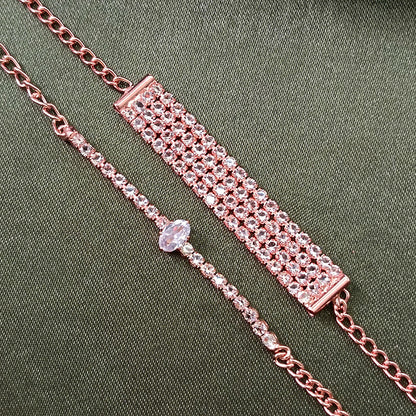 Rose Gold Plated Pack Of Stone Bracelet