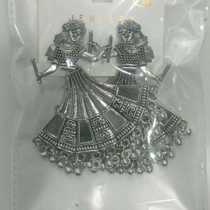Oxidized Silver Tribal Dancer Earrings with Ghungroo Detailing