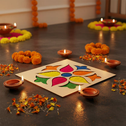 Flower Petal Rangoli MDF Design | Reusable Diwali Rangoli