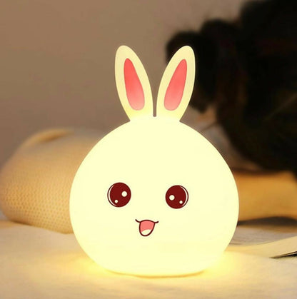 Cute Silicone Bunny Night Lamp – Color Changing LED Bedside Kids Light