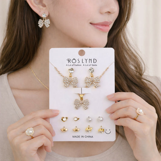 Premium Gold Plated Leaf Pearl Drop Earrings for Women & Girls (Pack Of 7)