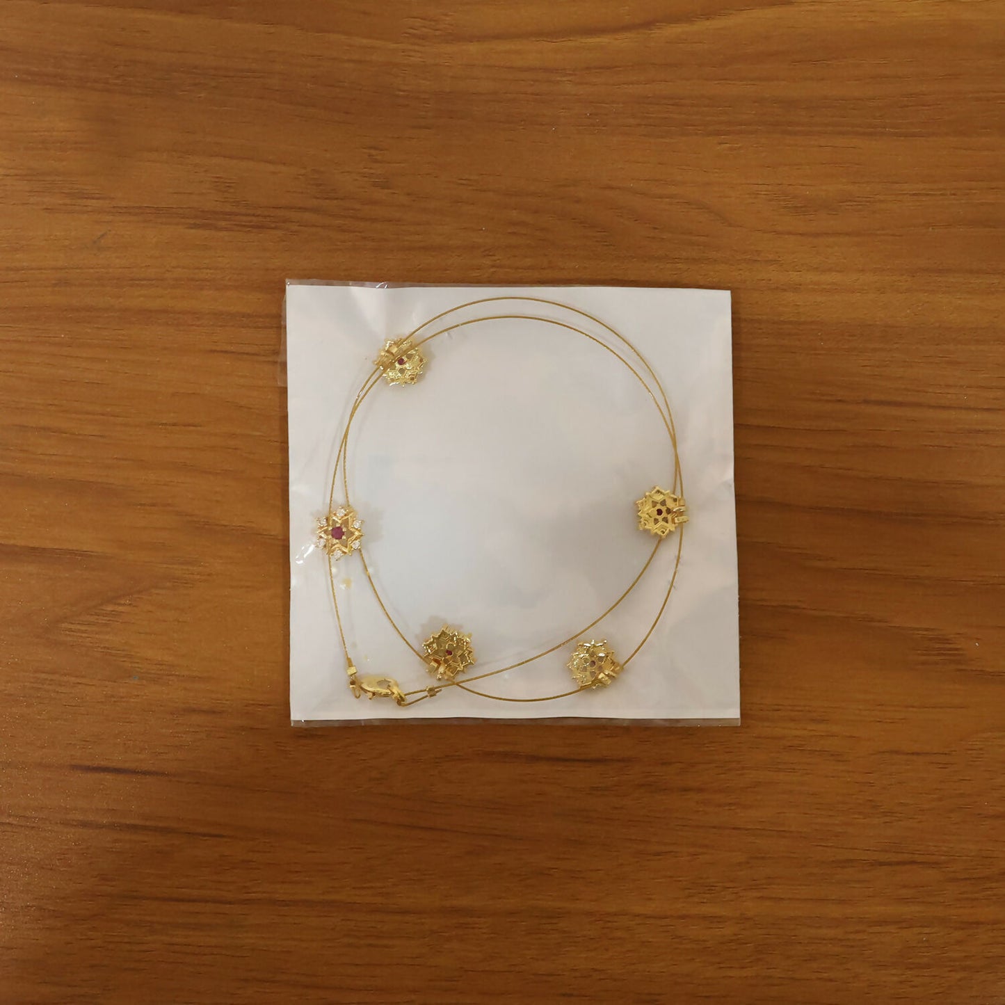 Ruby Blossom Floral Necklace Elegant Golden Petal Design Stylish Chain Jewelry