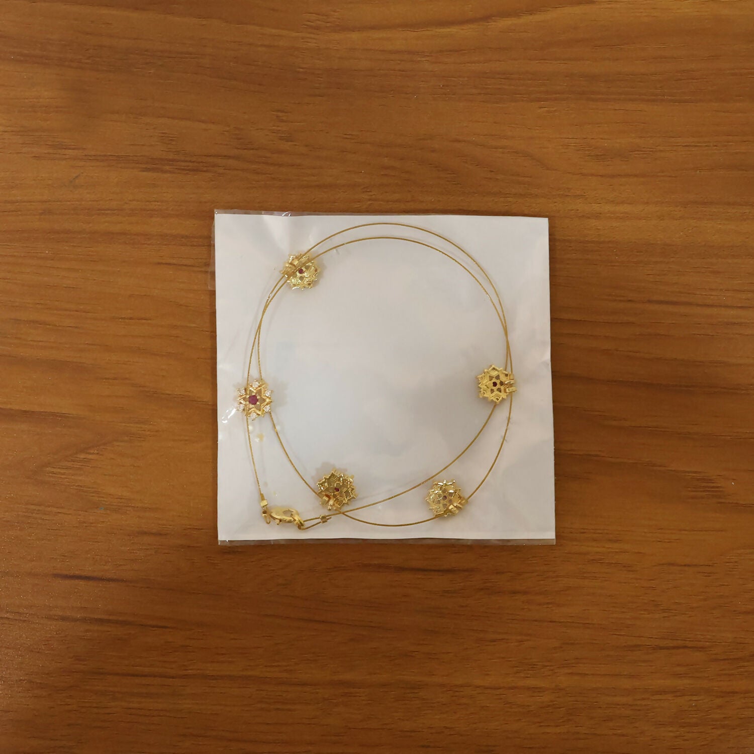 Ruby Blossom Floral Necklace Elegant Golden Petal Design Stylish Chain Jewelry