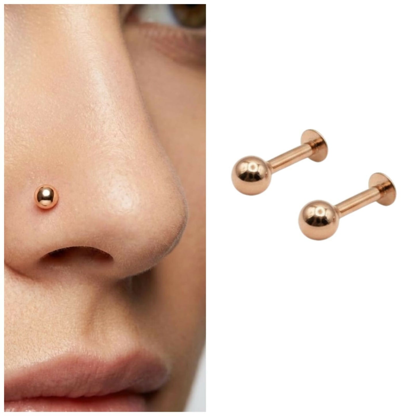 Rose Gold nosepin Laung Koka Nathni for women and girls combo pack of 2