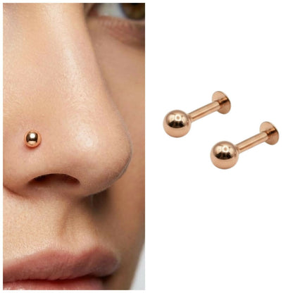 Rose Gold nosepin Laung Koka Nathni for women and girls combo pack of 2