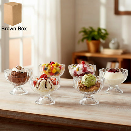 Serving Dessert Bowl Set - 6pcs Ice Cream, Salad, and Fruit Bowls (Brown Box)
