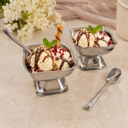 Stainless Steel Ice Cream Cup Set – Elegant 6-Piece Dessert Bowls