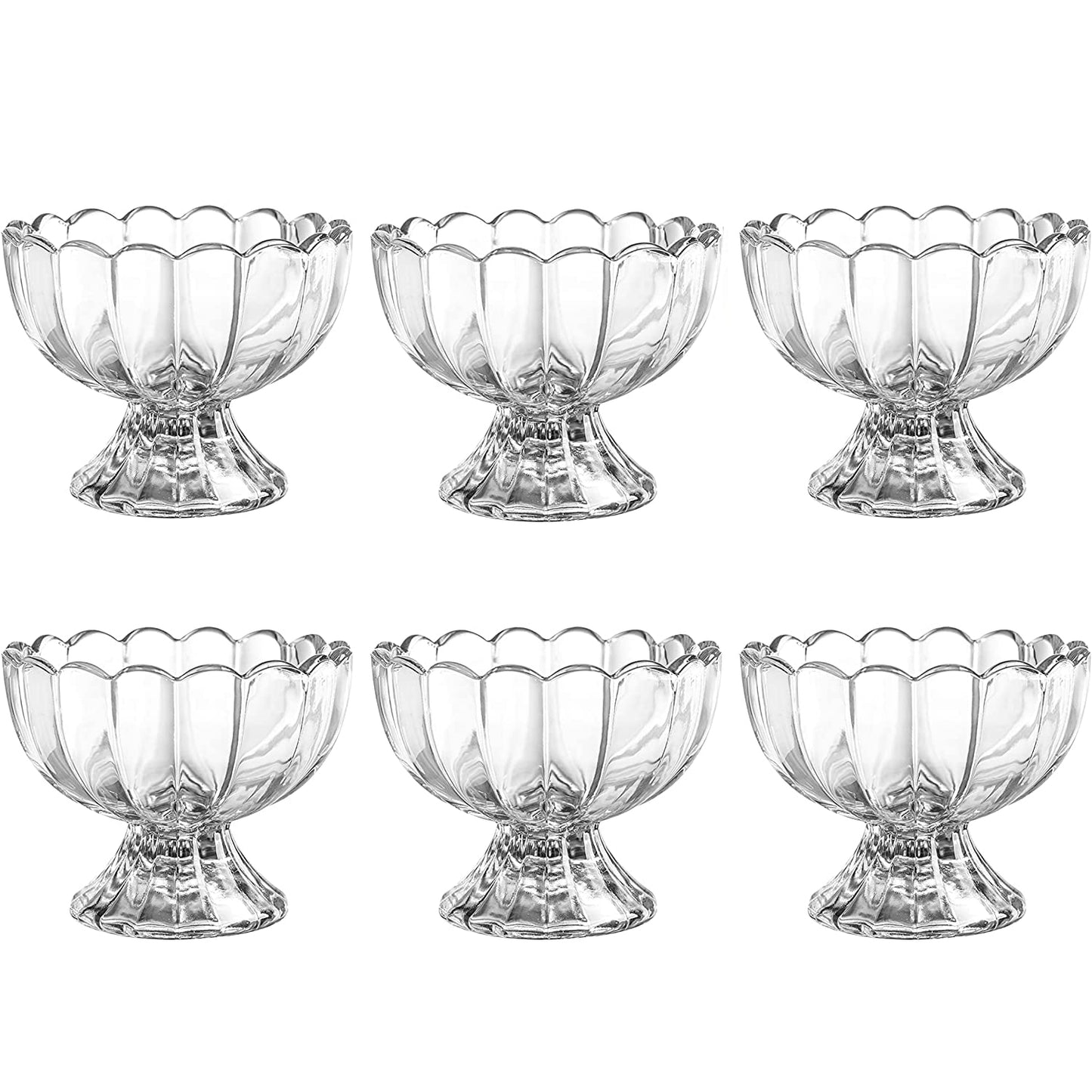 Serving Dessert Bowl Set - 6pcs Ice Cream, Salad, and Fruit Bowls (Brown Box)