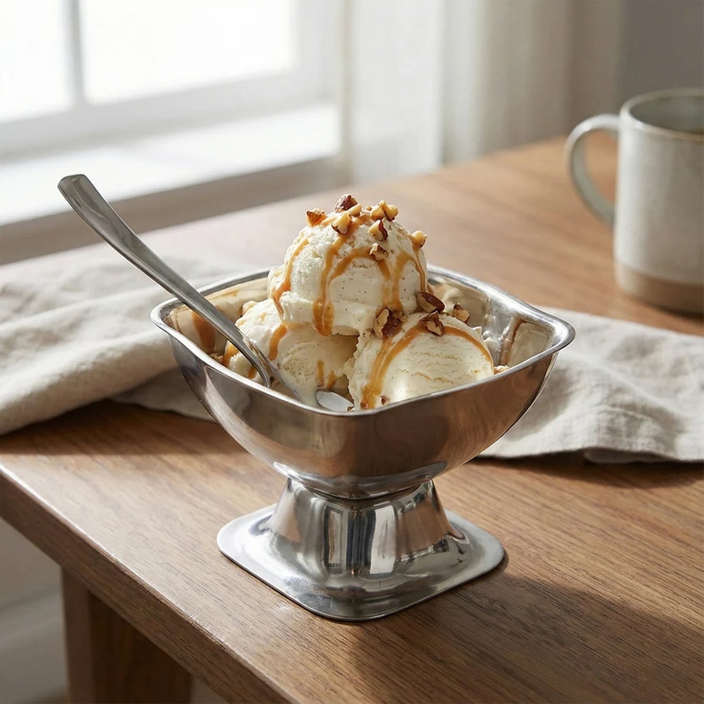 Stainless Steel Ice Cream Cup Set – Elegant 6-Piece Dessert Bowls
