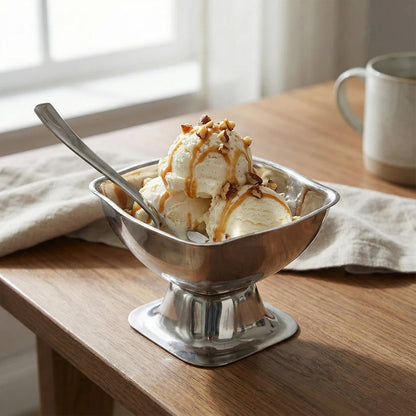 Stainless Steel Ice Cream Cup Set – Elegant 6-Piece Dessert Bowls