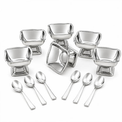Stainless Steel Ice Cream Cup Set – Elegant 6-Piece Dessert Bowls