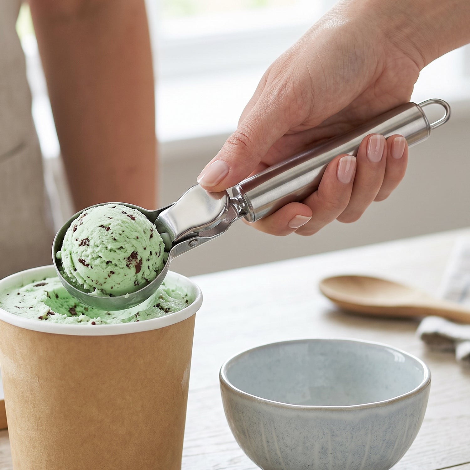 Stainless Steel Trigger Release Ice Cream Scoop Cookie Dough Scooper (1 Pc) view 8