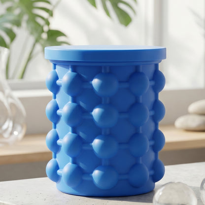 Silicone Ice Cube Maker Cup Squeeze to Pop Mould with Lid Space Saving (1 Pc)