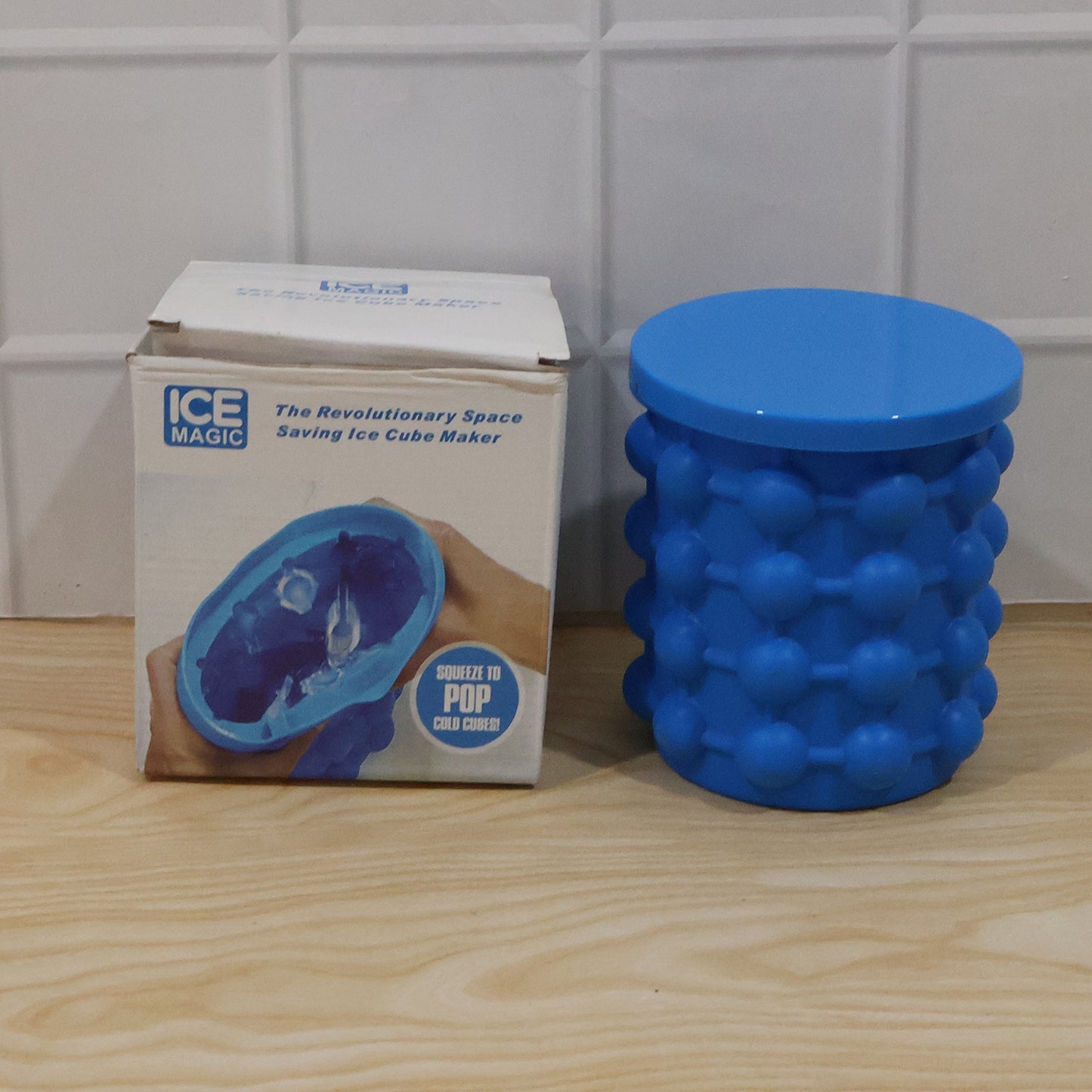 Silicone Ice Cube Maker Cup Squeeze to Pop Mould with Lid Space Saving (1 Pc)