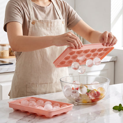 Plastic Round Ice Ball Tray Mould with Flexible Base for Freezer (1 Pc)