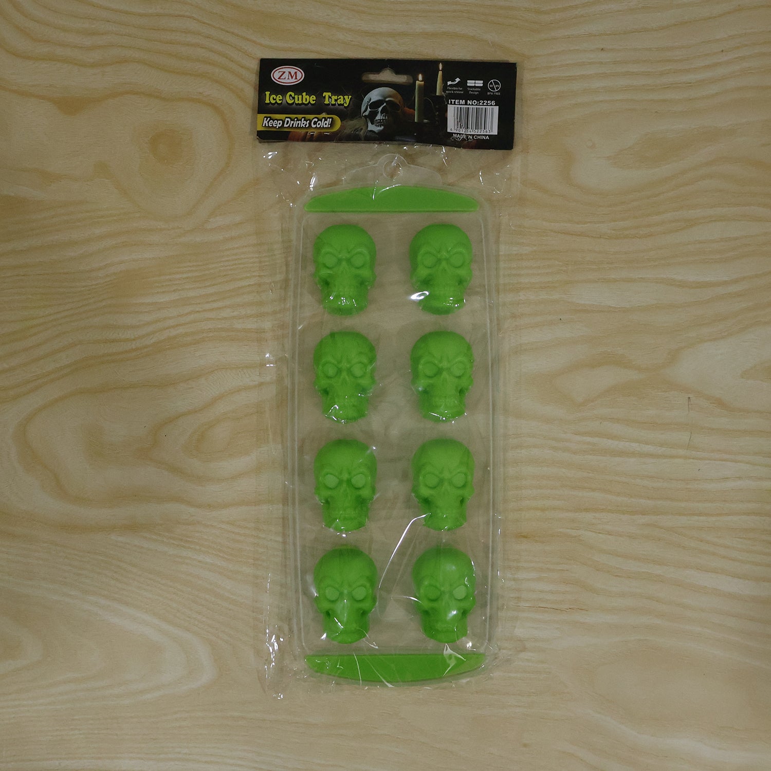 Plastic 8 Grid Ice Cube Tray with Lid Skull Shape Freezer Ice Mold (1 Pc)