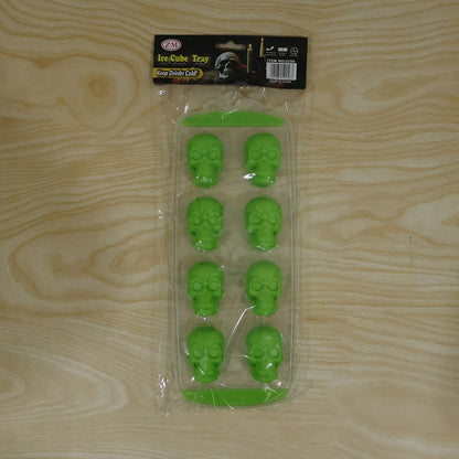 Plastic 8 Grid Ice Cube Tray with Lid Skull Shape Freezer Ice Mold (1 Pc)
