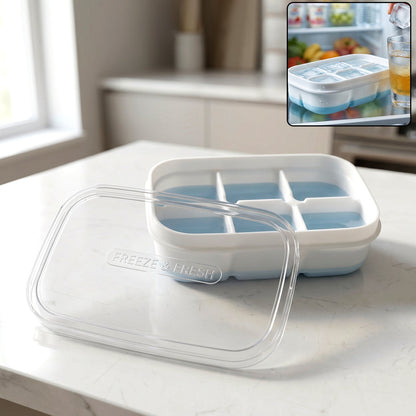 Mini Plastic 6 Cavity Fridge Storage Tray Ice Cube Tray Freezer Mold (1 Pc)