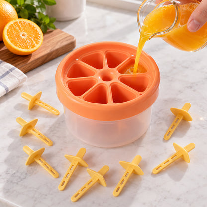 Plastic Round Ice Cream Candy Mold with Reusable Sticks for Frozen Pops (8 Mold)