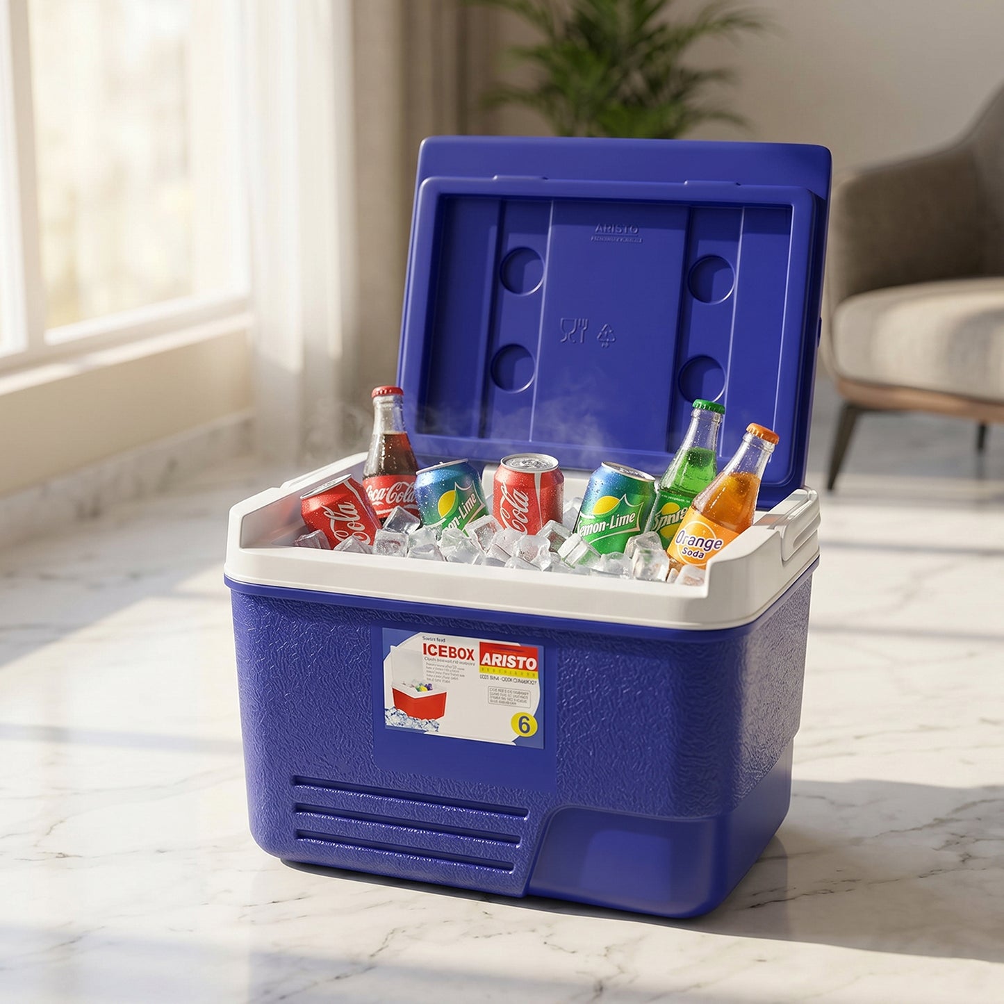 Portable 6L ice cooler box for camping and picnics
