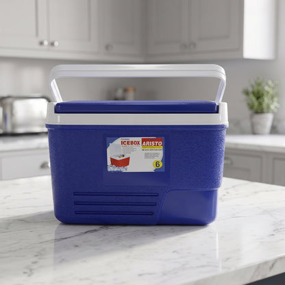 Blue insulated cooler box for cold and hot storage