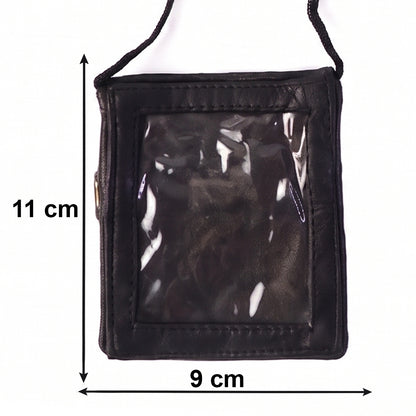 Detailed view of the braided lanyard used with the leather ID holder