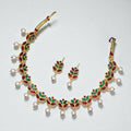 Lotus Choker Necklace – Elegant Rose Gold-Tone Enamel Set