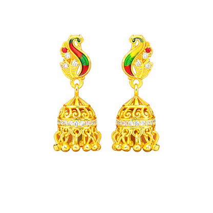 Ethnic Peacock Pattern Drop Earrings